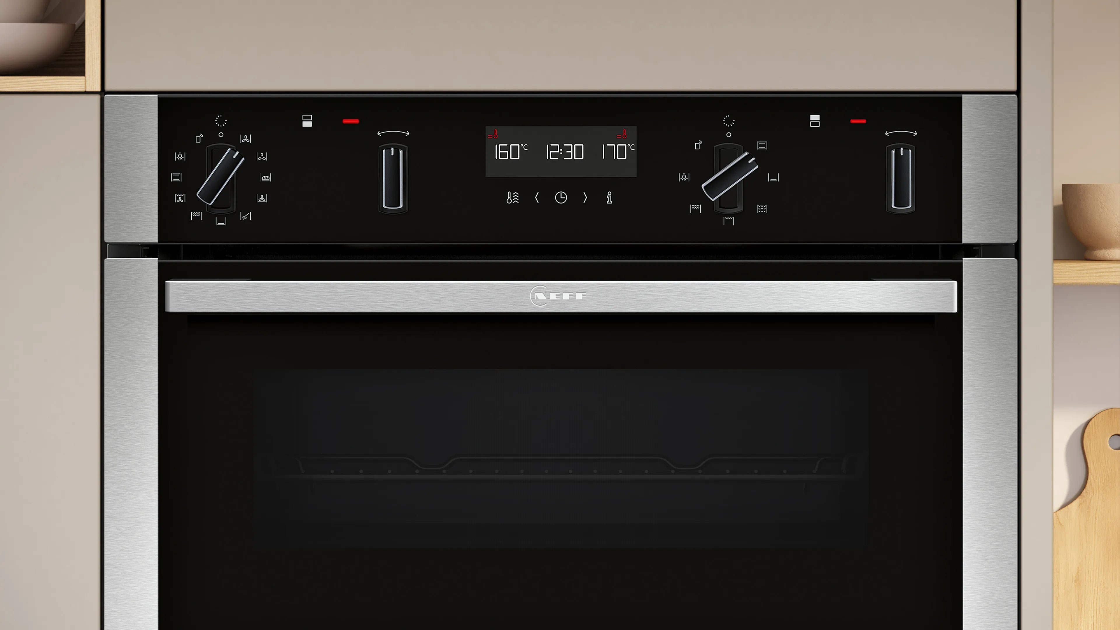 NEFF N50 U2ACH7AN7B Built In WiFi Connected Electric Double Oven with Pyrolytic Cleaning - Silver