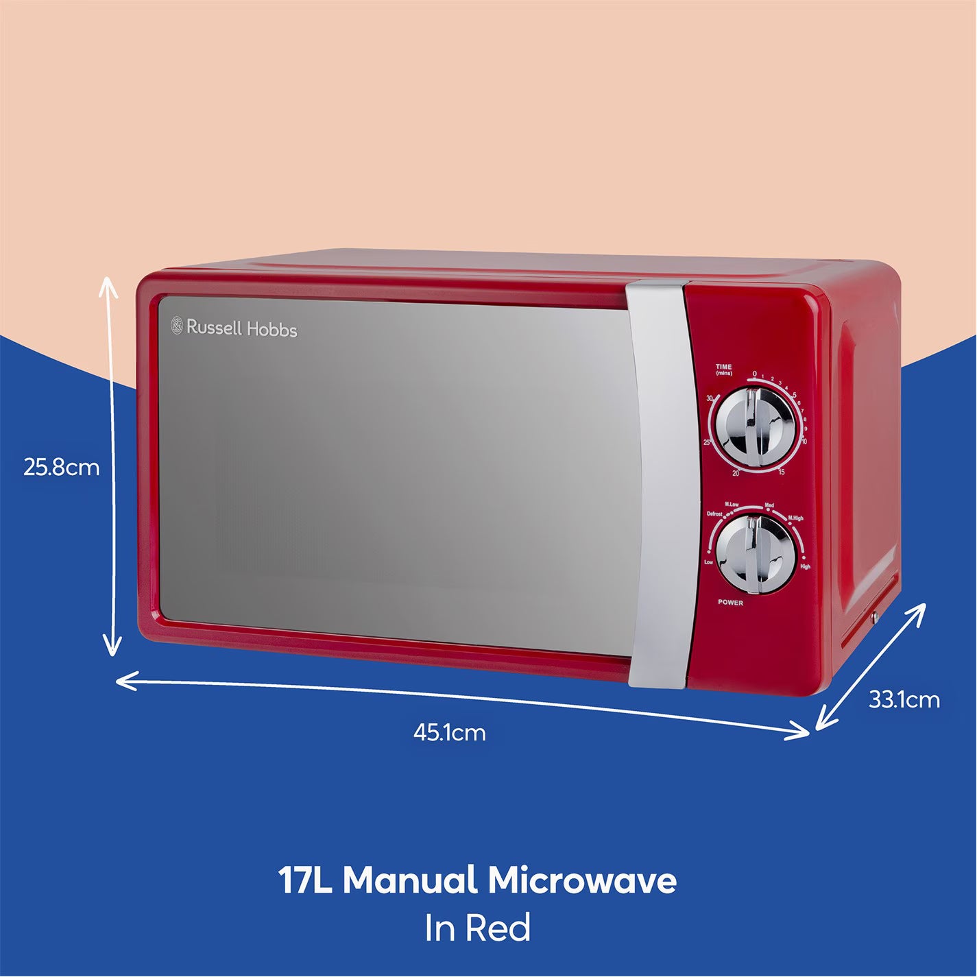 Russell Hobbs RHMM701R 700W 17L Manual Microwave - Red