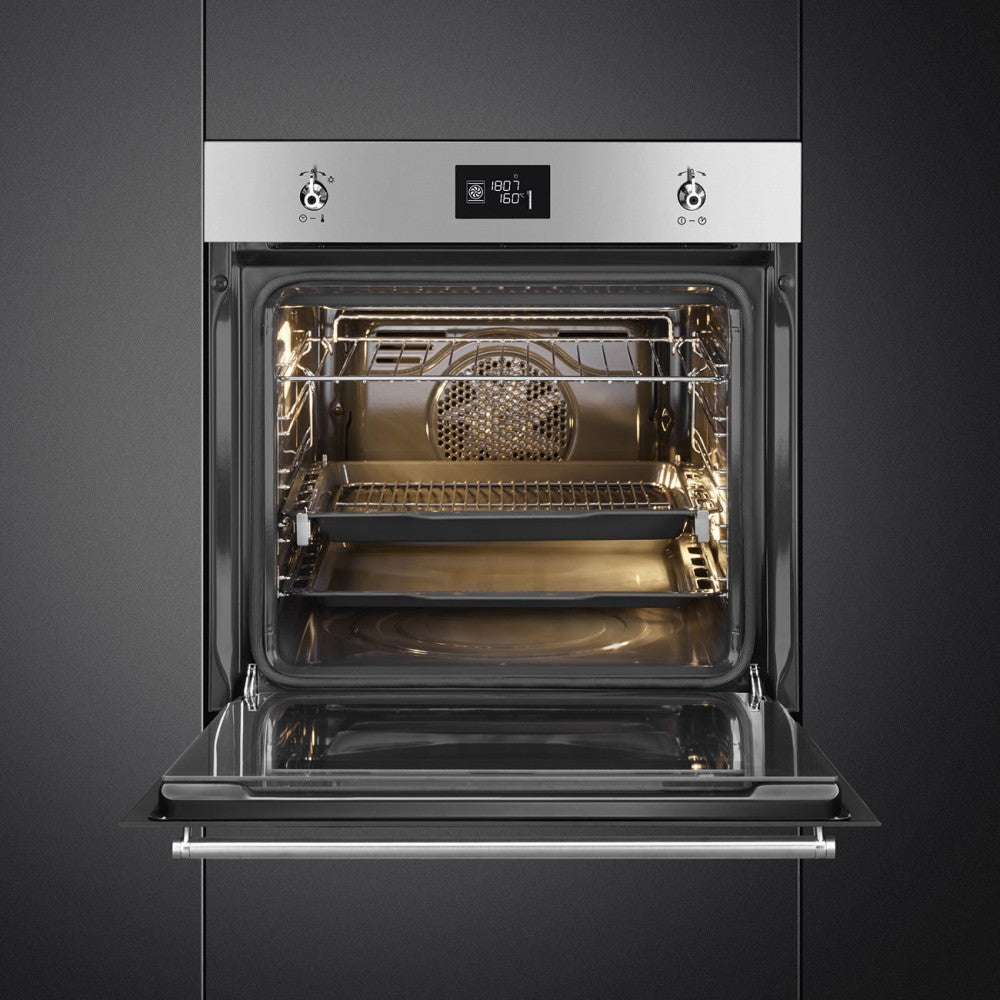 Smeg SFP6301TVX 60cm Classic Pyrolytic Multifunction Single Oven in Stainless Steel