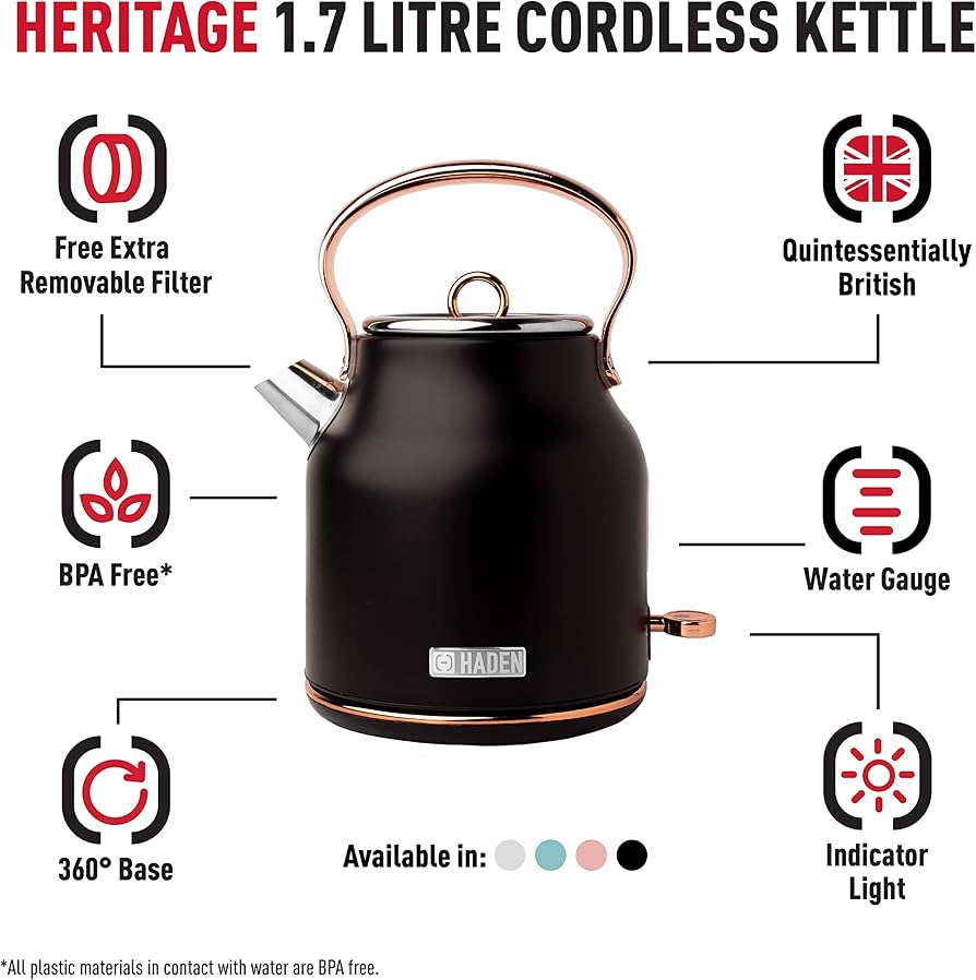 Haden Heritage Black & Copper Kettle