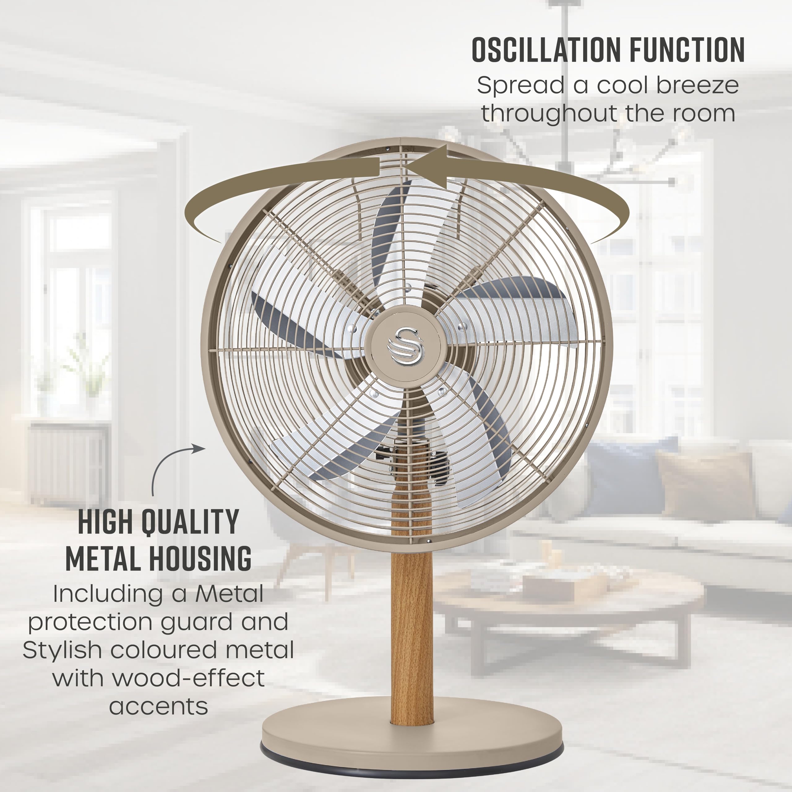 Swan Nordic SFA16920OAT Nordic 12" Desk Fan – Oatmeal