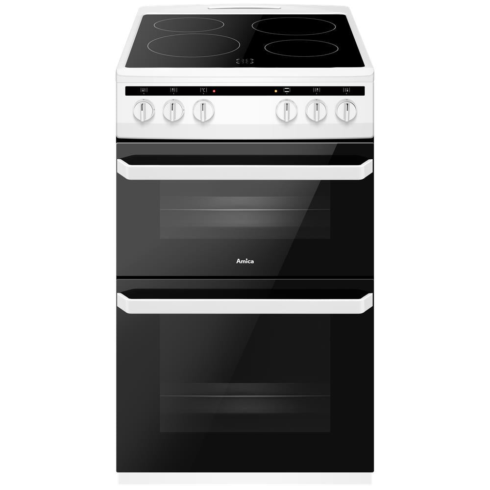Amica AFC5100WH 50cm freestanding electric twin cavity with ceramic hob