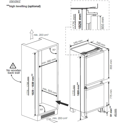 Beko BCFD450 Integrated 50/50 Frost Free Fridge Freezer