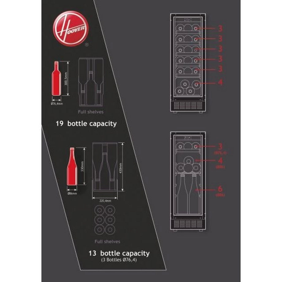 Hoover HWCB30UK/N 29.5cm Built In Wine Cooler - Black