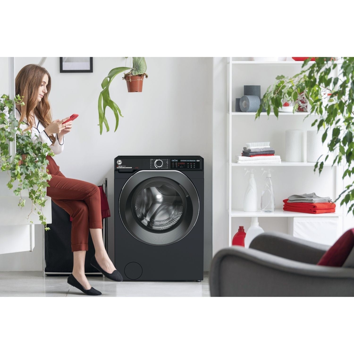 Hoover HW49AMBCB/1-80 9kg 1400 Spin Washing Machine Black