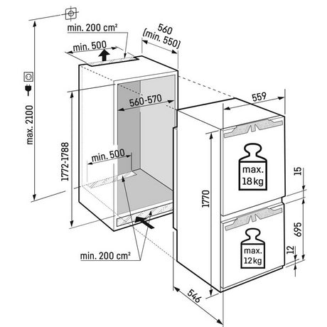 Liebherr IKGN51VE03 55.9cm 60/40 Integrated Frost Free Fridge Freezer