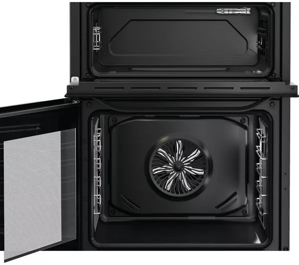 Hotpoint HTE6VDCB1 60cm Electric Twin Cooker with Multiflow - Black