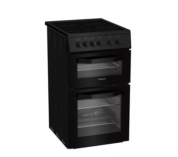 Hotpoint HTE5VCB 50cm Twin Cavity Electric Cooker - Black