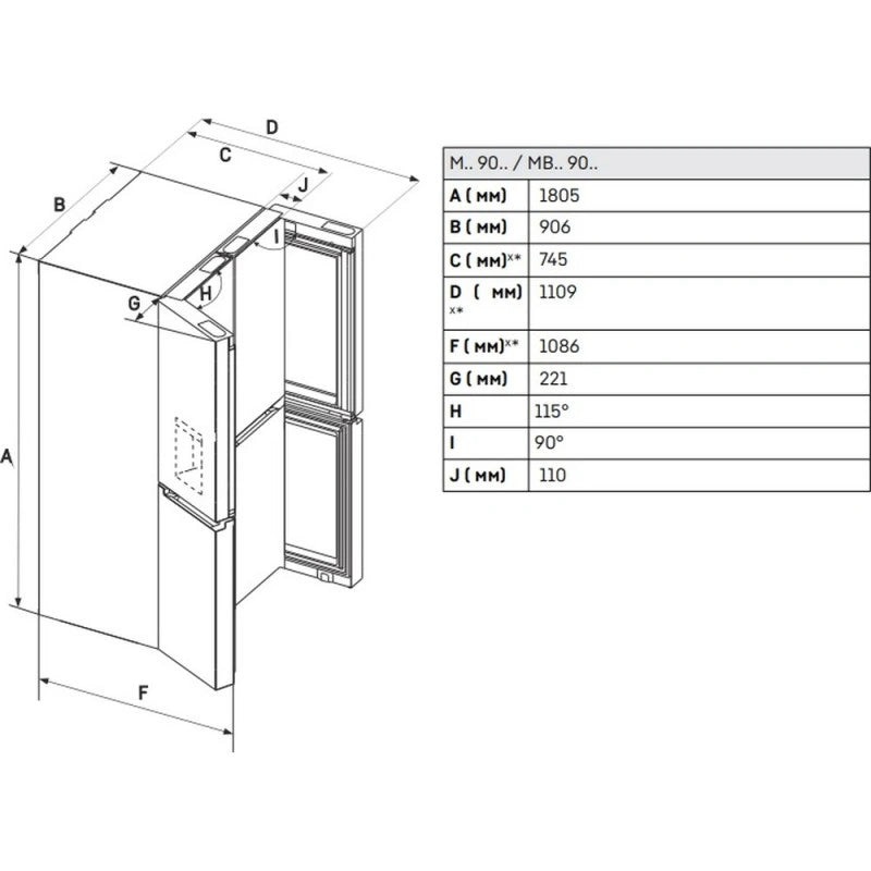 Liebherr Plus MBsddi9028 Stainless Steel Freestanding French Door Fridge-Freezer – Plumbed In Ice & Water