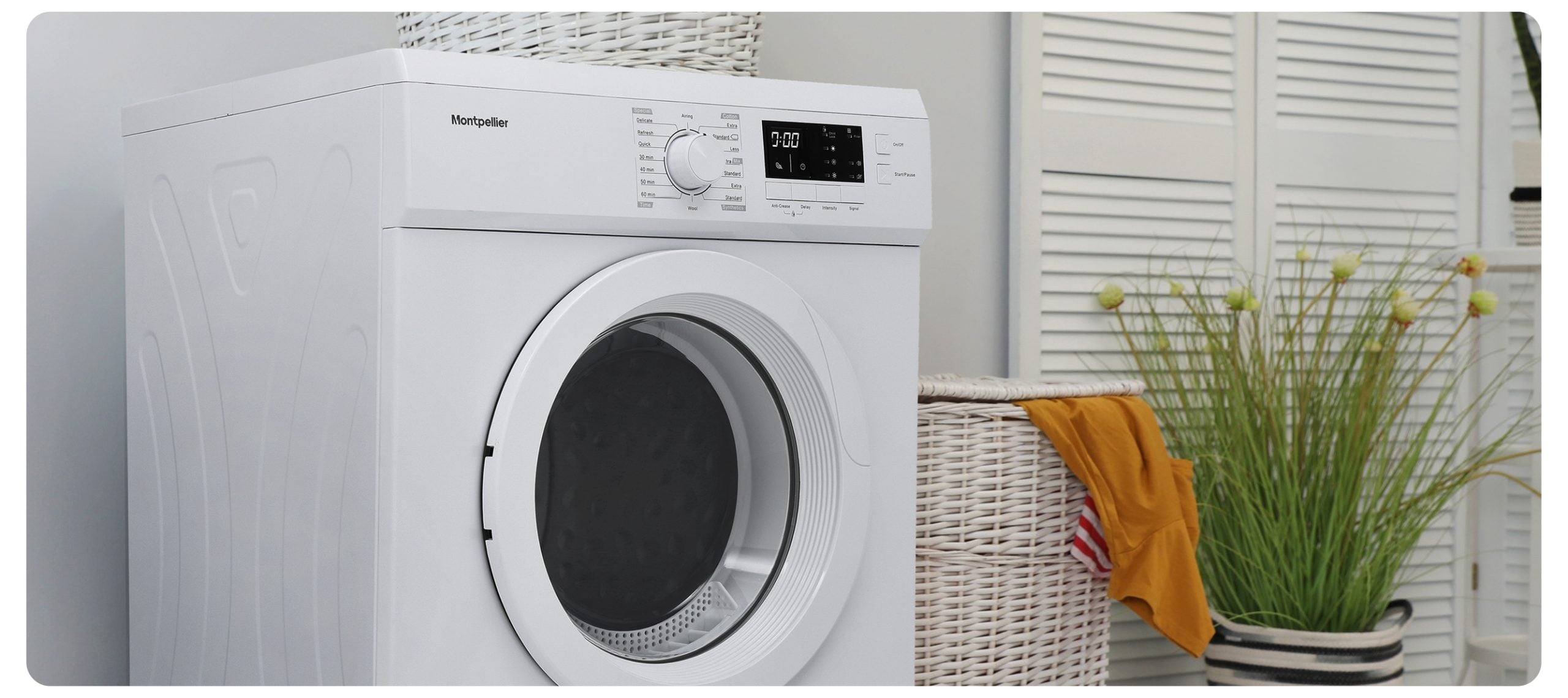 Montpellier MVSD7W 7kg Vented Sensor Tumble Dryer - White