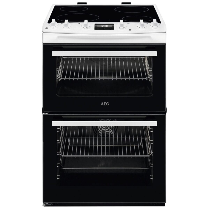 AEG CCX6540ACW 60cm Double Oven with Ceramic Hob - White