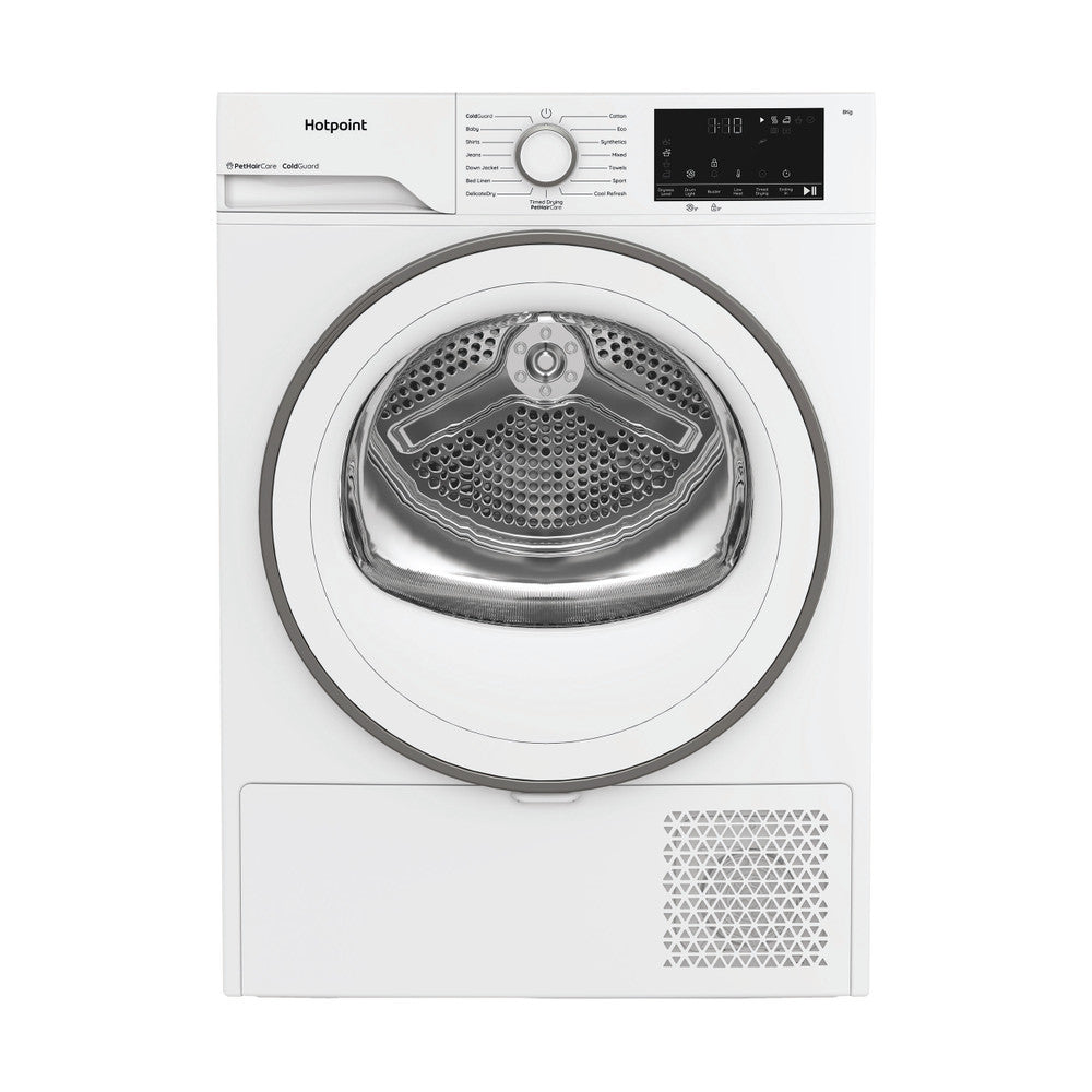 HOTPOINT HEAT PUMP TUMBLE DRYER: 8KG HHD D80 WW IRE **SUITABLE FOR GARAGE OR OUTBUILDING PRE ORDER**