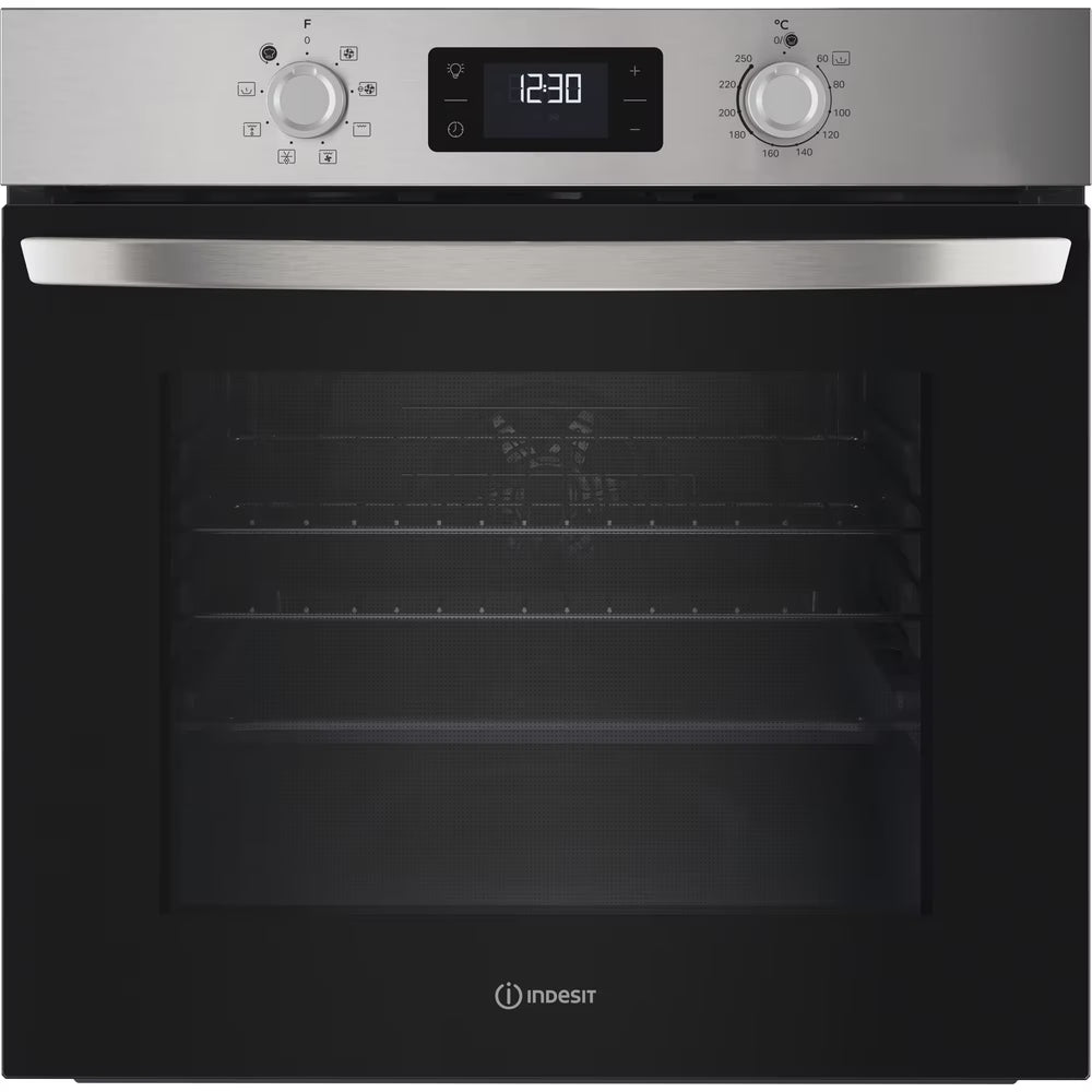 Indesit Turn&Go Single Fan Oven - IO253X - - 66L With 2 Dial, Digital Display Timer And A Energy In Stainless Steel