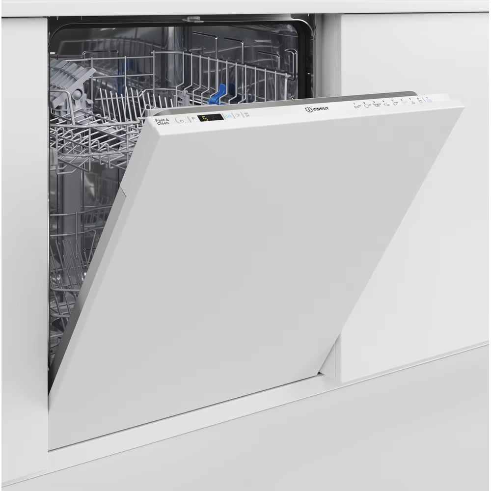Indesit Push&Go Full Size Integrated Dishwasher - White - 14 Place Settings - E Rated - D2I HD526 UK