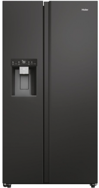 Haier HSW79F18DIPT Wifi Connected Plumbed Frost Free American Fridge Freezer - Black - D Energy Rated