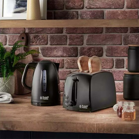 Russell Hobbs 21641 Textures 2 Slice Toaster – Black Wide Slot Toaster
