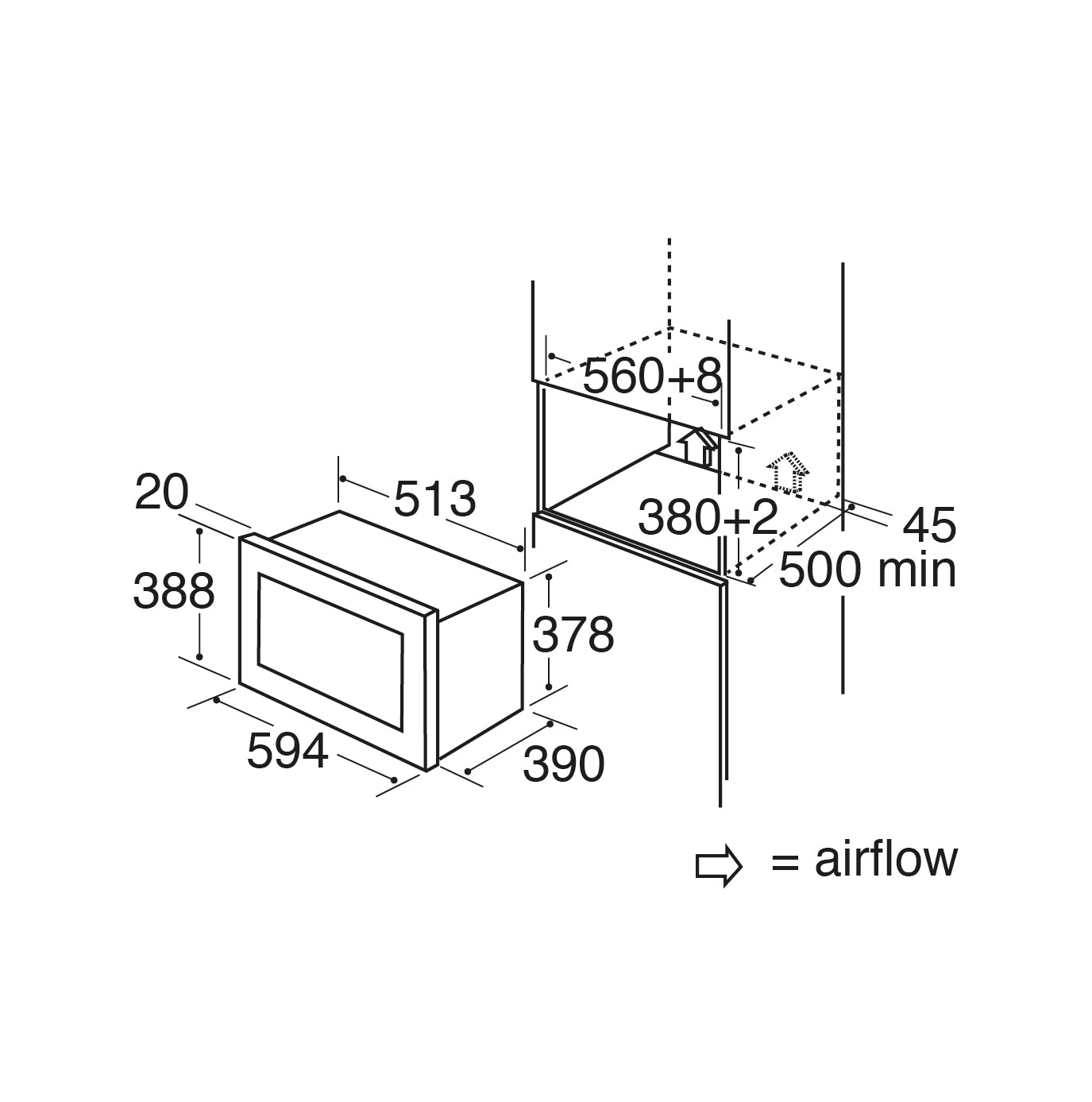 CDA VM131BL built in microwave - Black