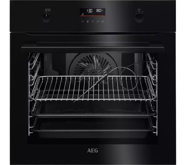 AEG 6000 BPK556260B SteamBake Pyrolytic Built-in Electric Single Oven Black