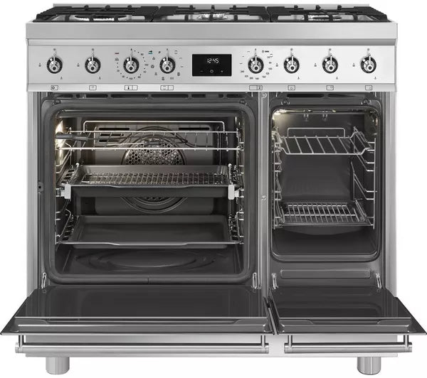 Smeg C92GPX2 90x60 cm Symphony Classic Dual fuel Cooker with Gas Hob - Stainless Stee