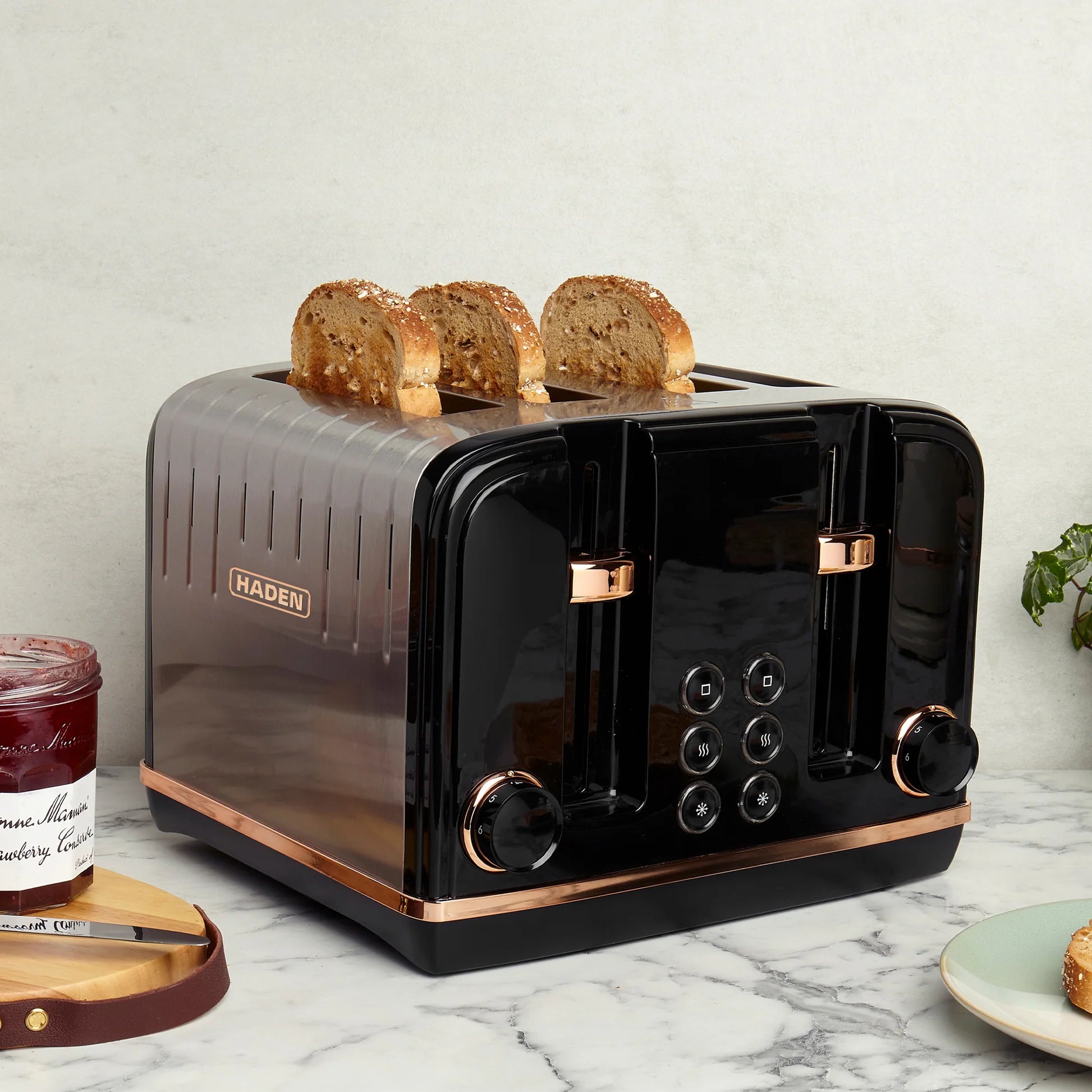 Haden Salcombe Black and Copper 4 Slice Toaster