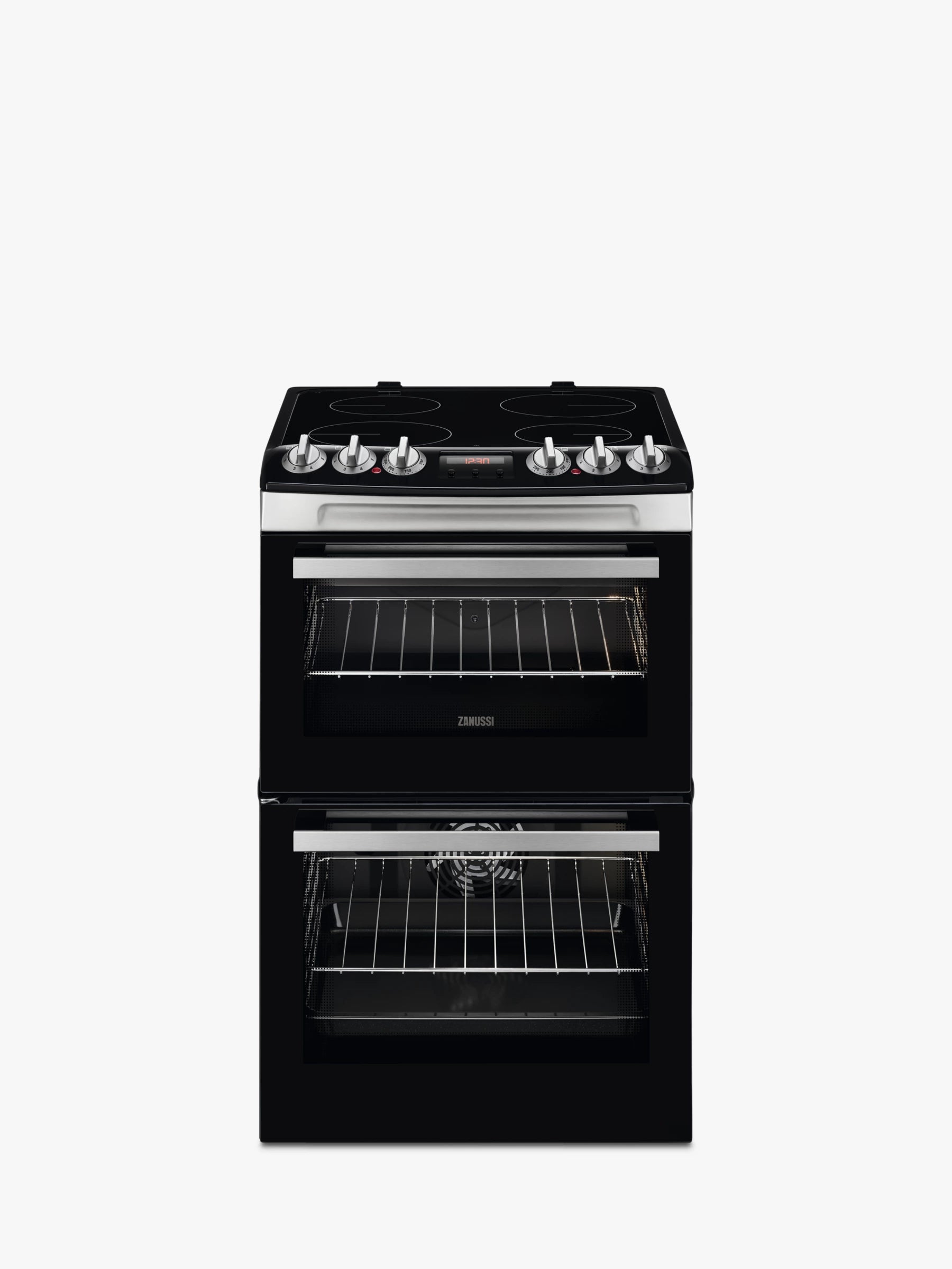 Zanussi ZCV46250XA 55cm Double Oven Electric Cooker With Ceramic Hob - stainless