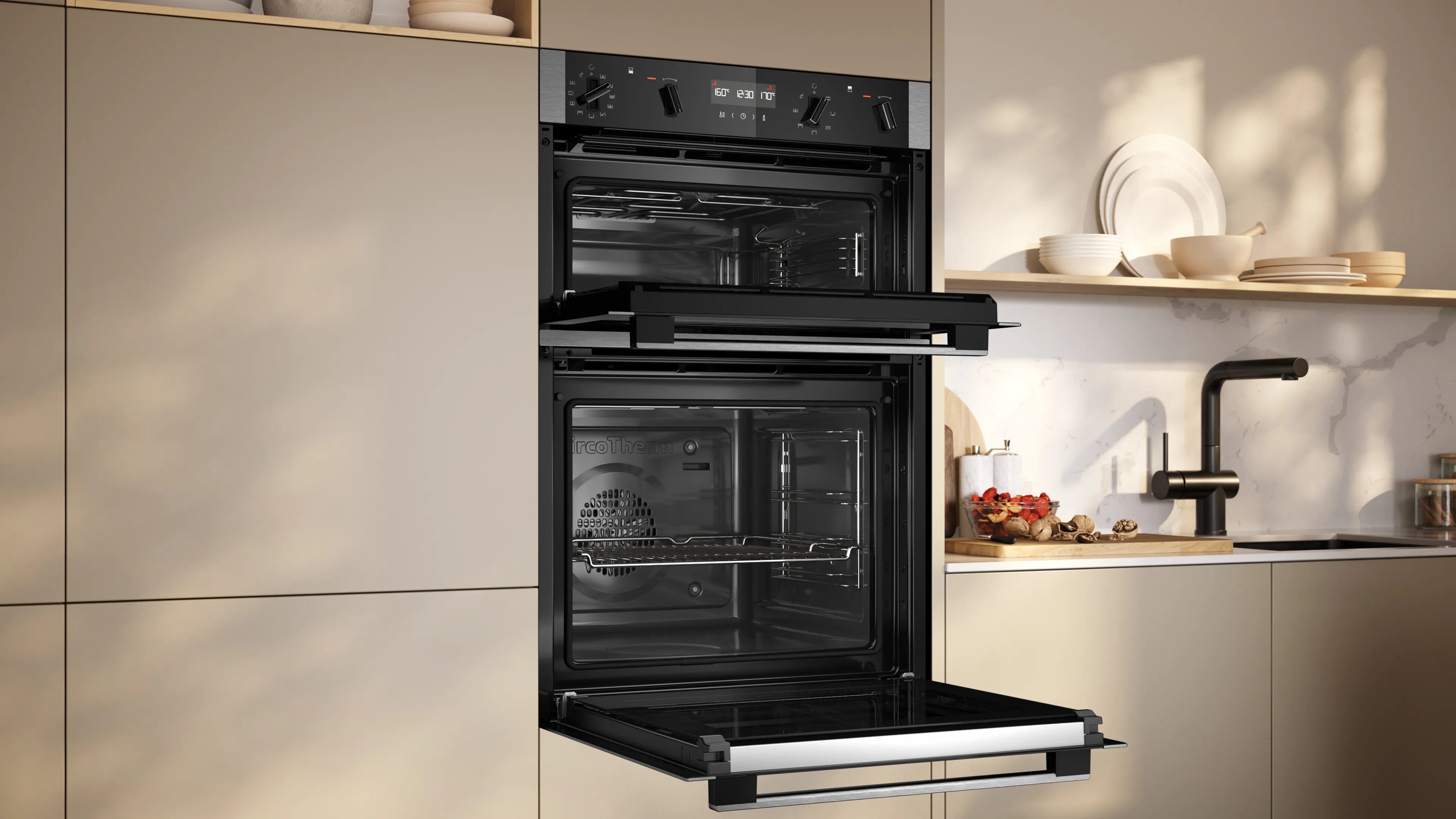 NEFF N50 U2ACH7AG7B Built In WiFi Connected Electric Double Oven with Pyrolytic Cleaning - Graphite