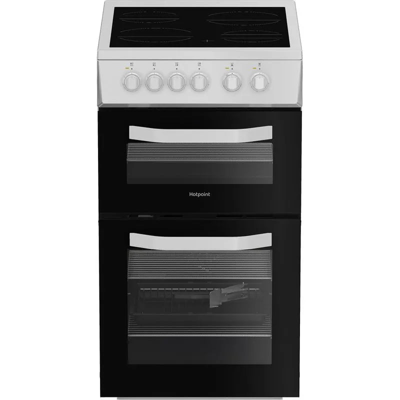 Hotpoint HTE5VCW 50cm Double Oven Electric Cooker with Ceramic Hob - White