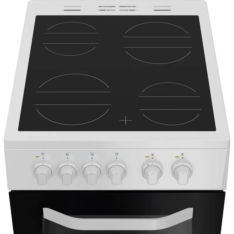 Hotpoint HTE5VCW 50cm Double Oven Electric Cooker with Ceramic Hob - White
