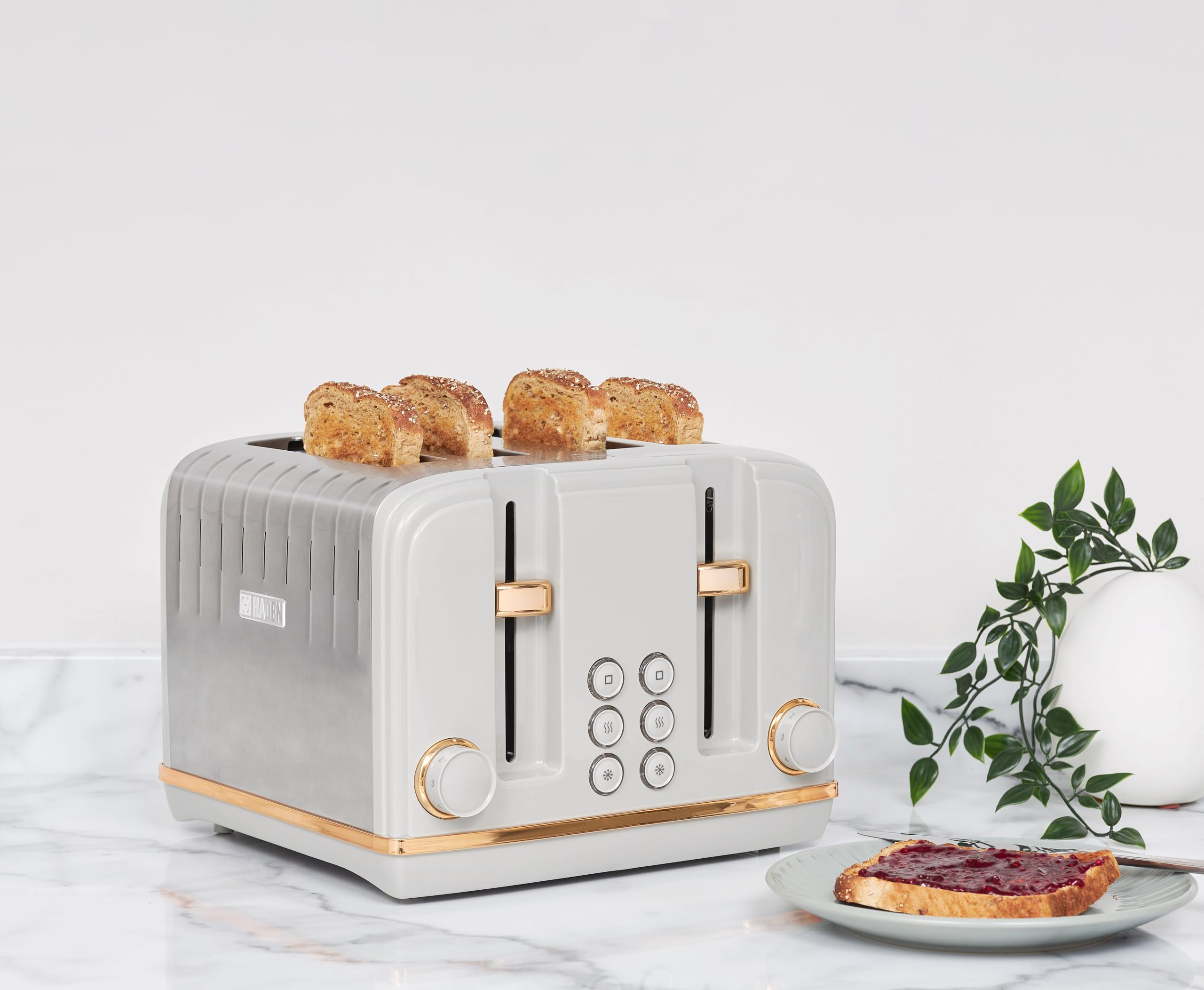 Haden Salcombe Grey & Copper 4 Slice Toaster