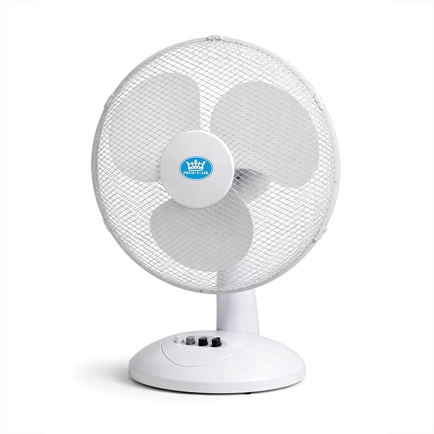 Prem-i-air 12" White Oscillating Desktop Fan with 3 Speed Settings