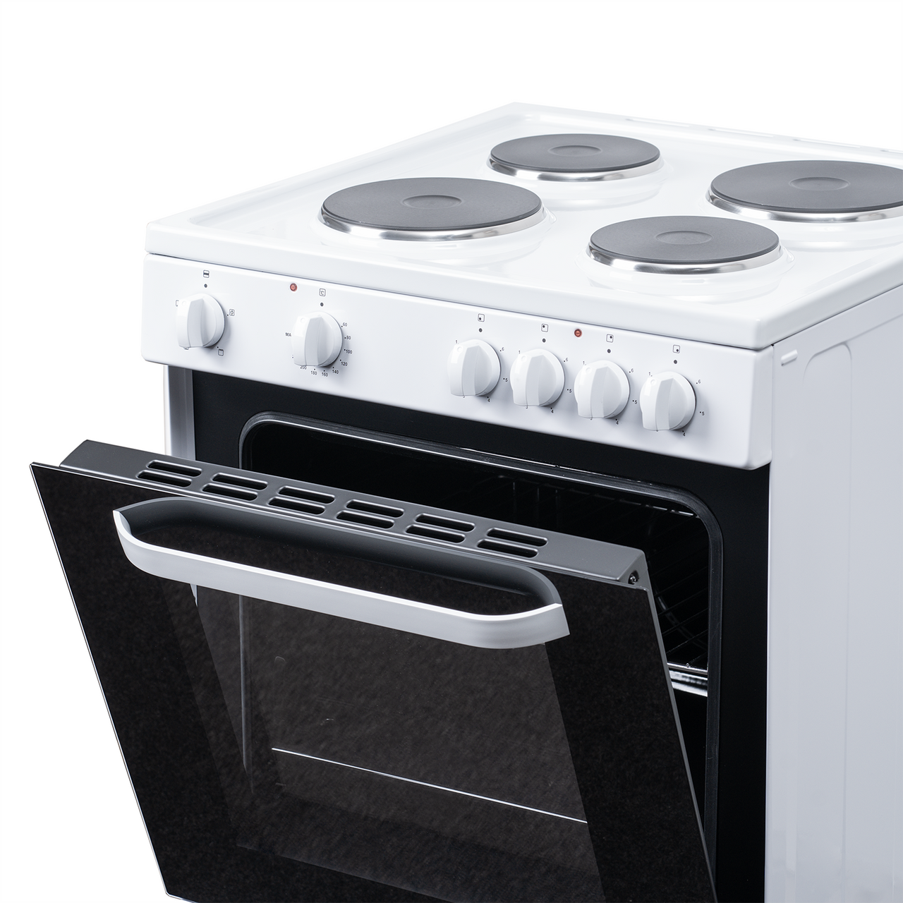 White 60cm Electric Cooker 4 Solid Plate Hob - SIA ESCA61W