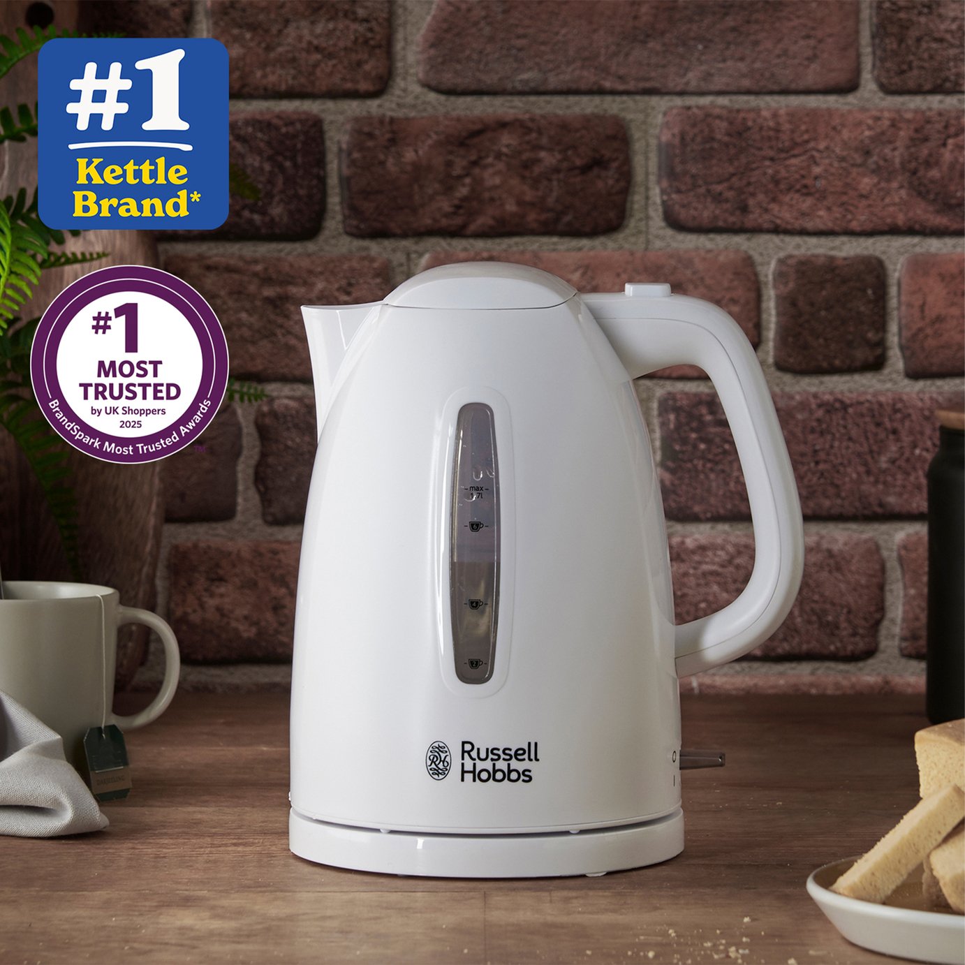 Russell Hobbs 21270 White Textures Kettle – 1.7L Rapid Boil Electric Kettle