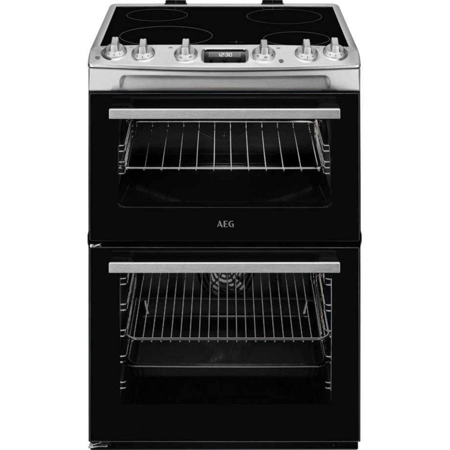 AEG CCX6530ACM 60cm Double Oven Electric Cooker with Ceramic Hob - Stainless Steel