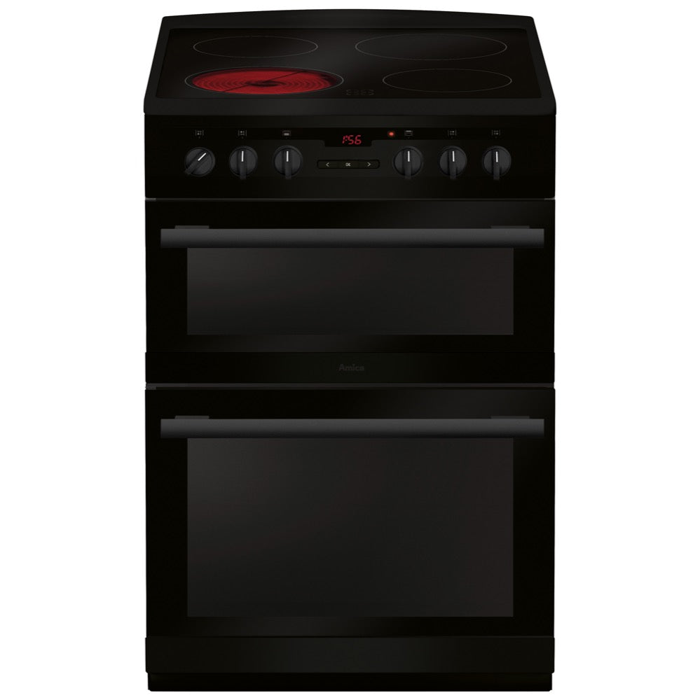 Amica AFC6550BL 60cm freestanding electric double oven with ceramic hob
