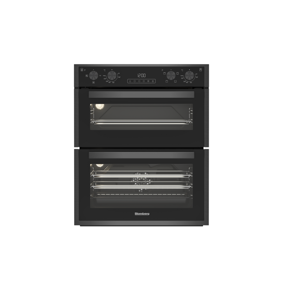 Blomberg ROTN9202DX 59.4cm Built-Under Electric Double Oven - Dark Steel