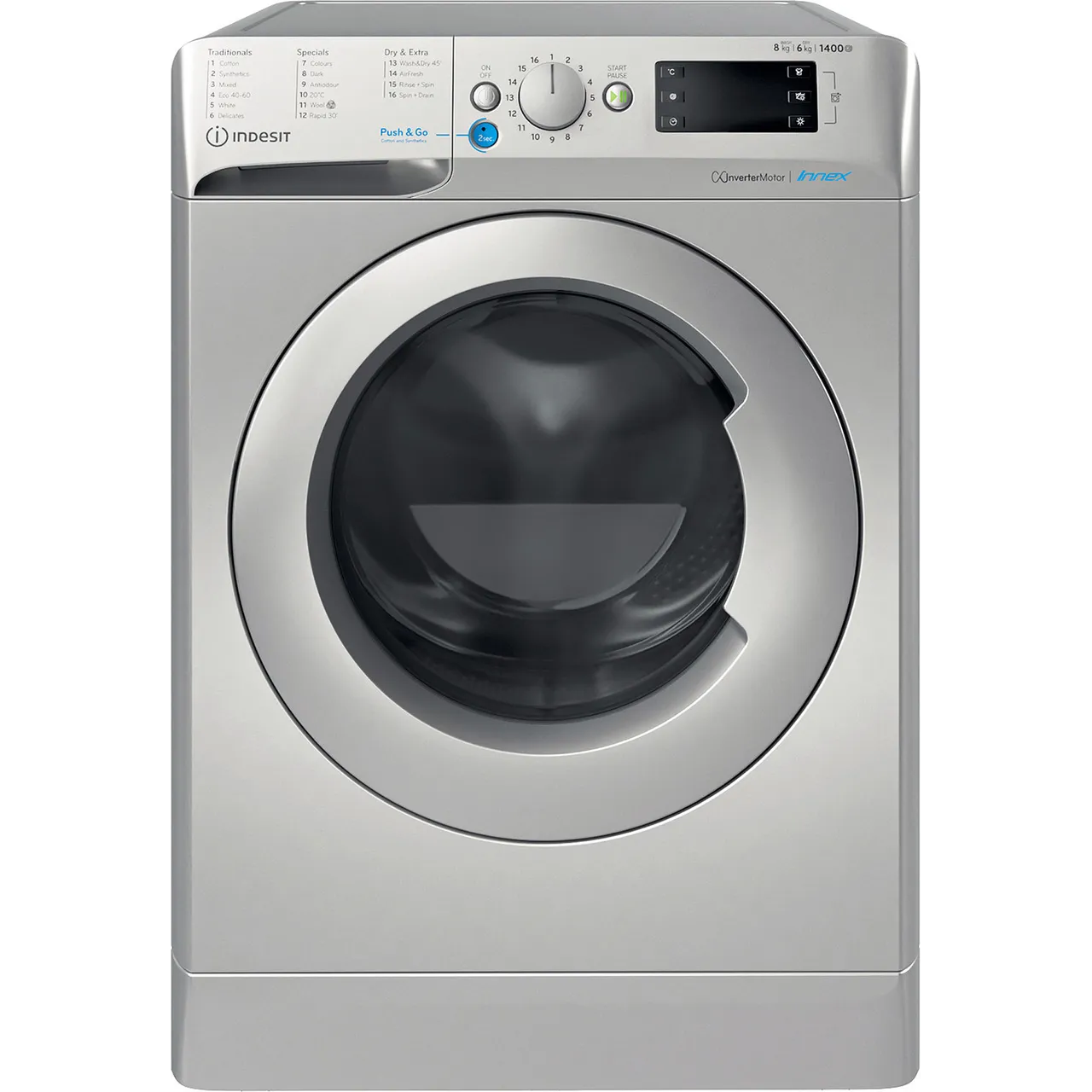 Indesit BDE861486SX 8kg 1400 rpm Washer Dryer - silver