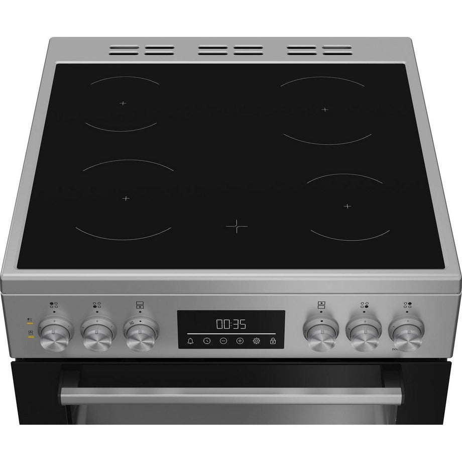 Beko EDC6731S 60cm Double Oven Electric Cooker with Vitroceramic Hob - Silver EDC6731S