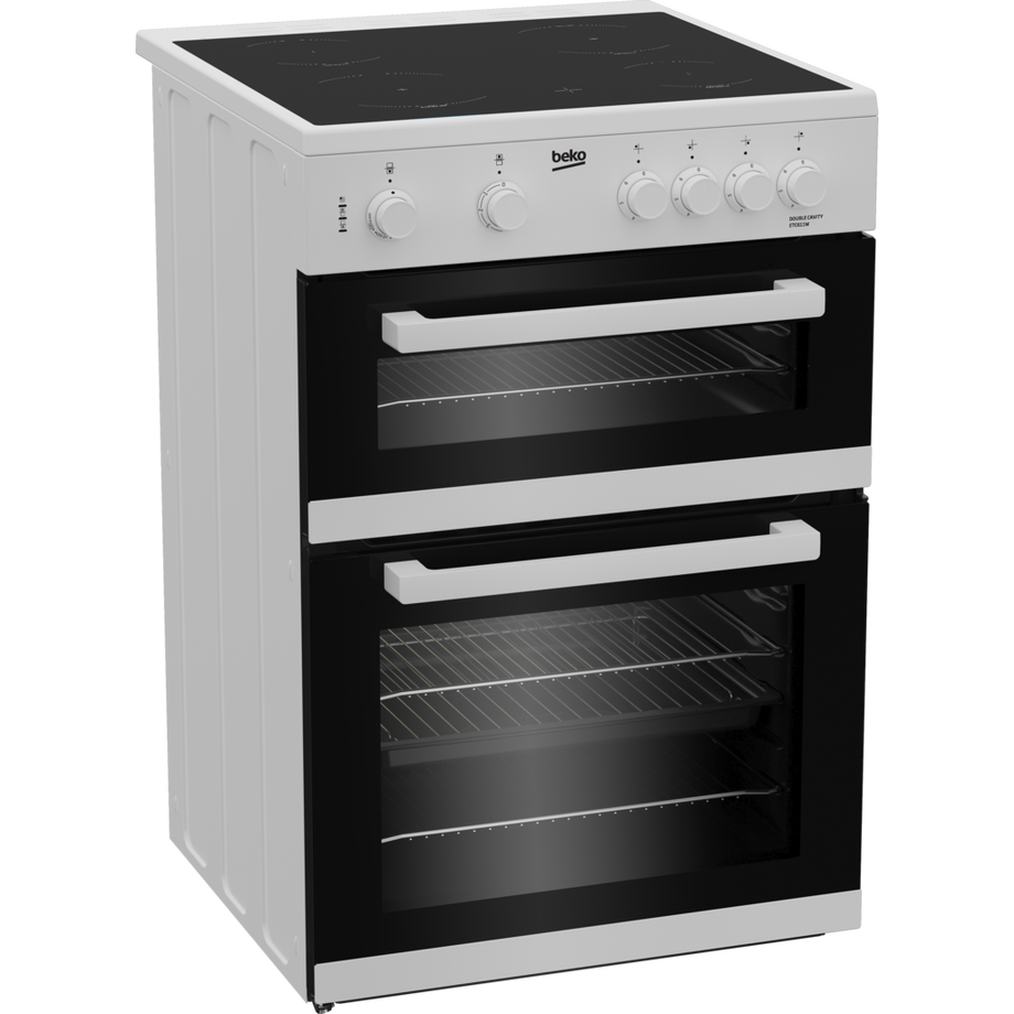 Beko KTC611W 60cm Twin Cavity Electric Cooker with Ceramic Hob - White