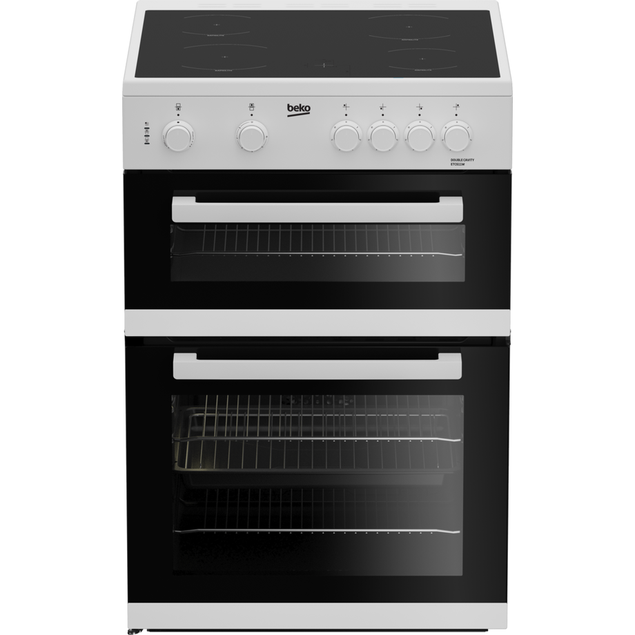 Beko KTC611W 60cm Twin Cavity Electric Cooker with Ceramic Hob - White