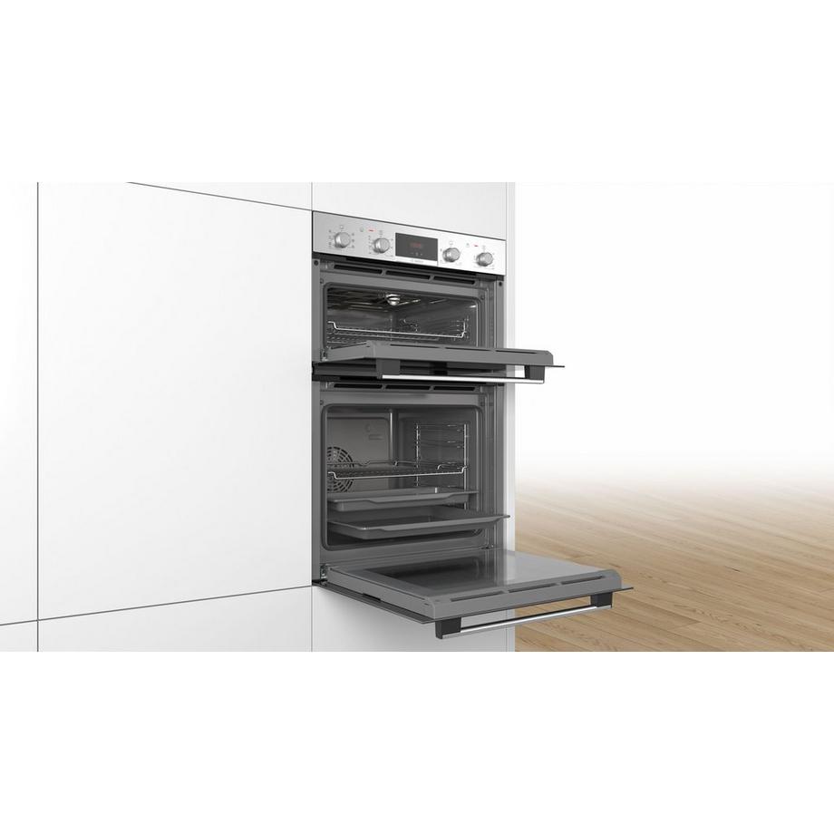 Bosch MBS533BS0B 59.4cm Built In Electric Double Oven with 3D Hot Air - Stainless Steel