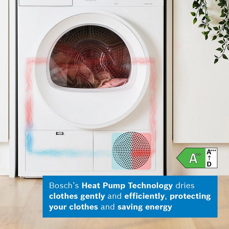 Bosch WTH85225ie GB 8kg Heat Pump Tumble Dryer - White