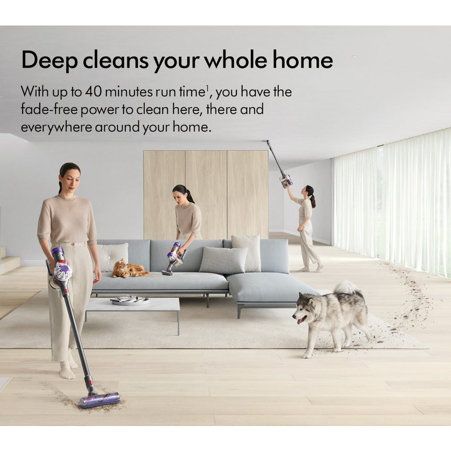 Dyson V8ABS-2023 Cordless Stick Vacuum Cleaner - 40 Minutes Run Time - Silver/Yellow