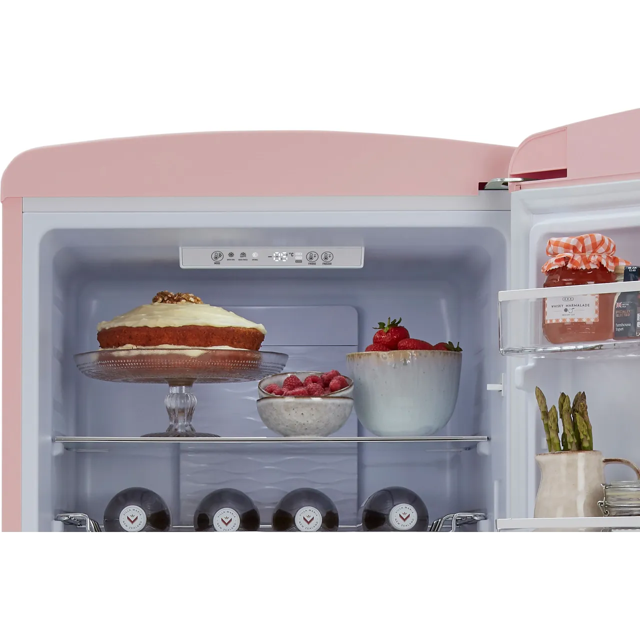 CDA  1194112 FLORENCE tea rose Retro 60cm freestanding 60/40 pink fridge freezer