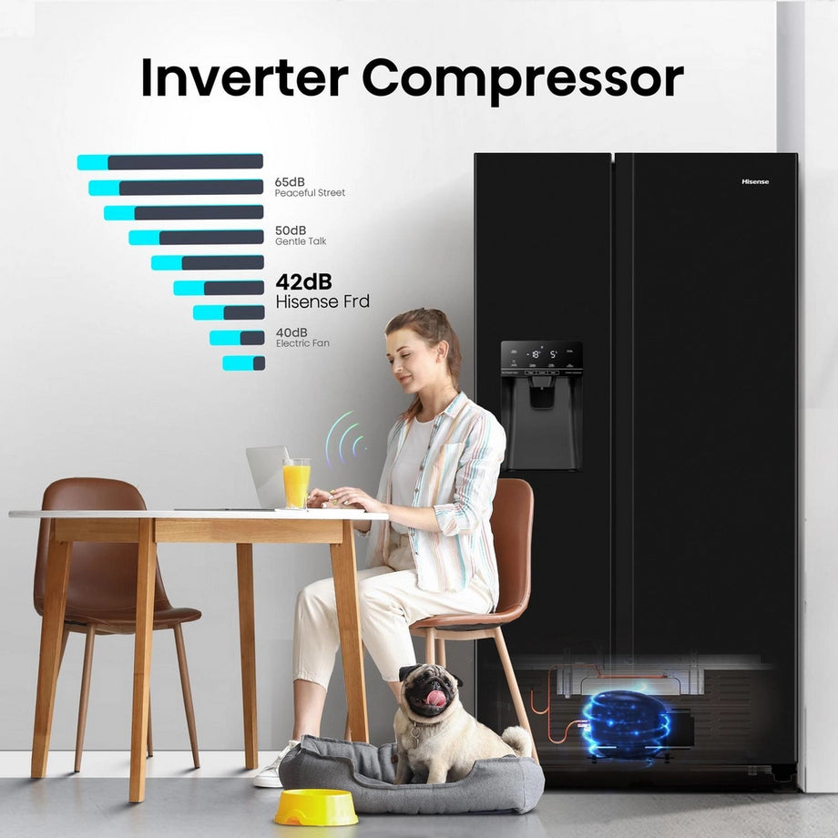 Hisense RS694N4TBE American Fridge Freezer - Black