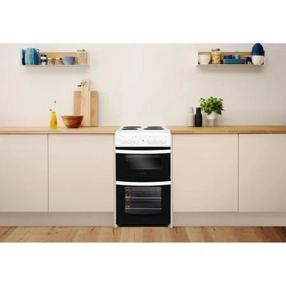 Indesit ID5E92KMW 50cm Twin Cavity Electric Solid Plate Cooker – White
