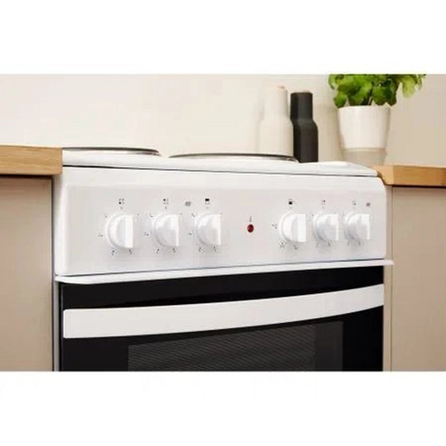 Indesit ID5E92KMW 50cm Twin Cavity Electric Solid Plate Cooker – White