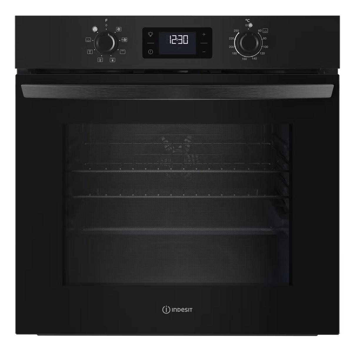 Indesit Turn&Go IO 253 B UK Electric Single Fan Oven - Black