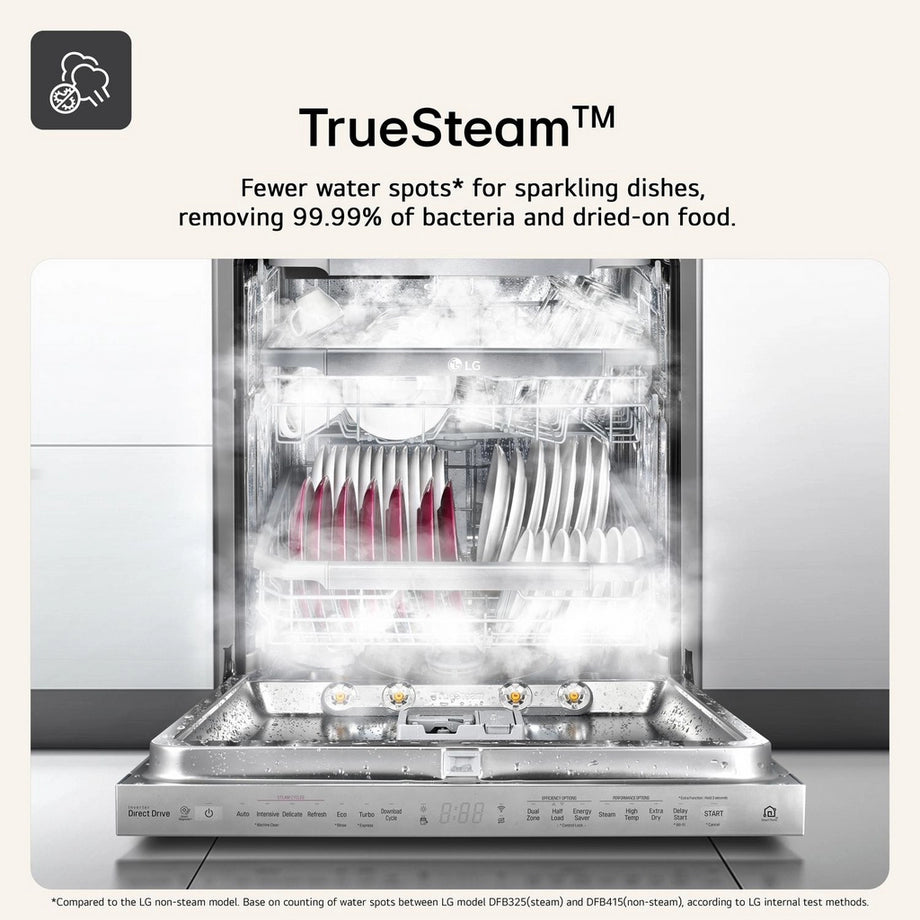 LG Series 7 TrueSteam QuadWash DF587HMS 14 PS WiFi Connected Freestanding Full Size Dishwasher - Matte Black