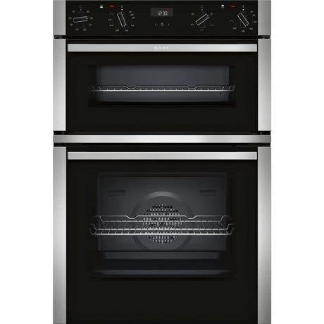 Neff U1ACE2HN0B 59.4cm Built In Electric Double Oven - Black with stainless trim