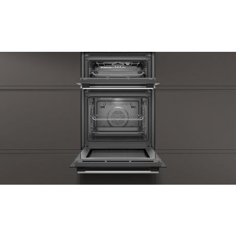 Neff U1GCC0AN0B 59.4cm Built In Electric Double Oven - Black & Steel